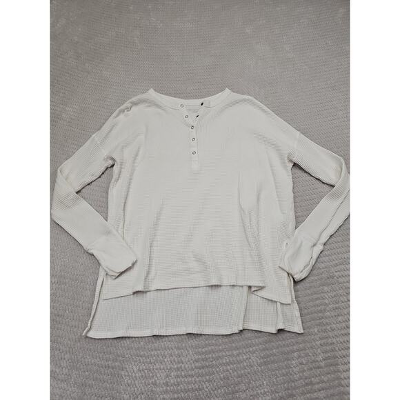 Aerie Offline Shirt Womens Small Waffle Knit Oversized Hi Low Hem - Picture 1 of 7
